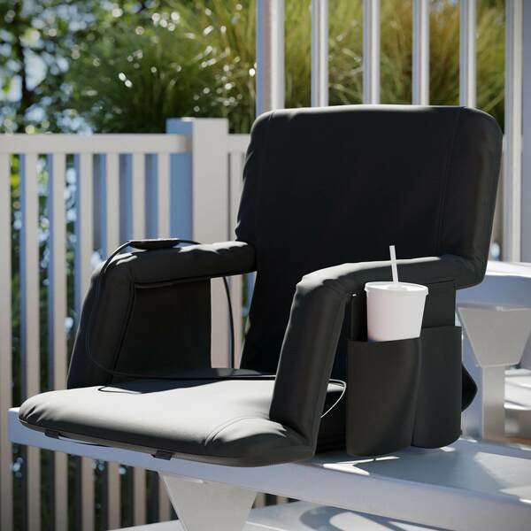 Malta Black Portable Heated Reclining Stadium Chair w/Armrests, Padded Back & Heated Seat, Flash Furniture, Mfr#: FV-FA090H-BK-GG
